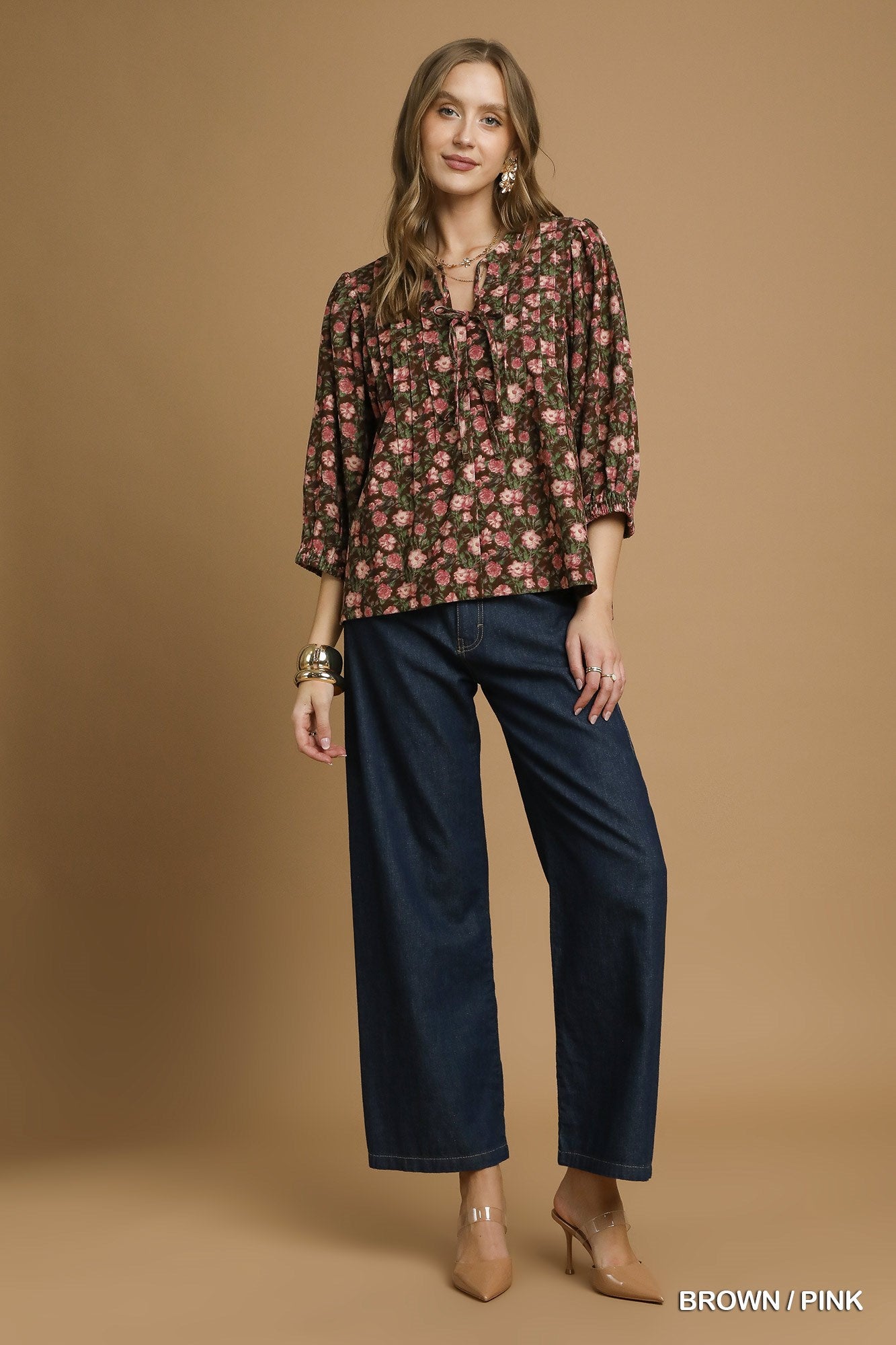 Vintage Floral Pintuck Blouse