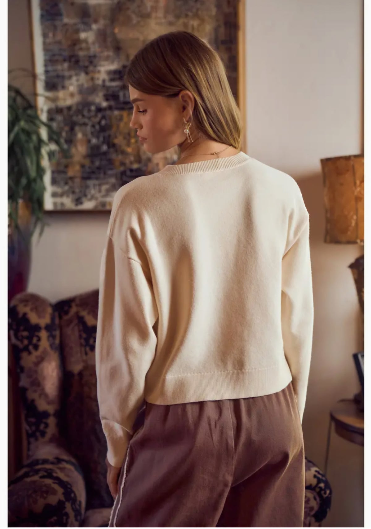 SoMe Jacquard Horse Graphic Long Sleeve Knit Sweater Cardigan