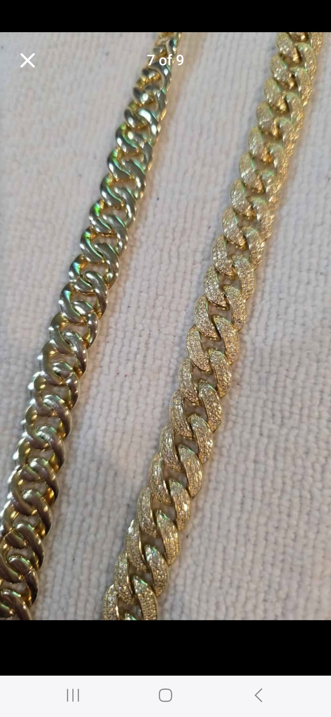 Gold tone cz sterling silver 22" chain