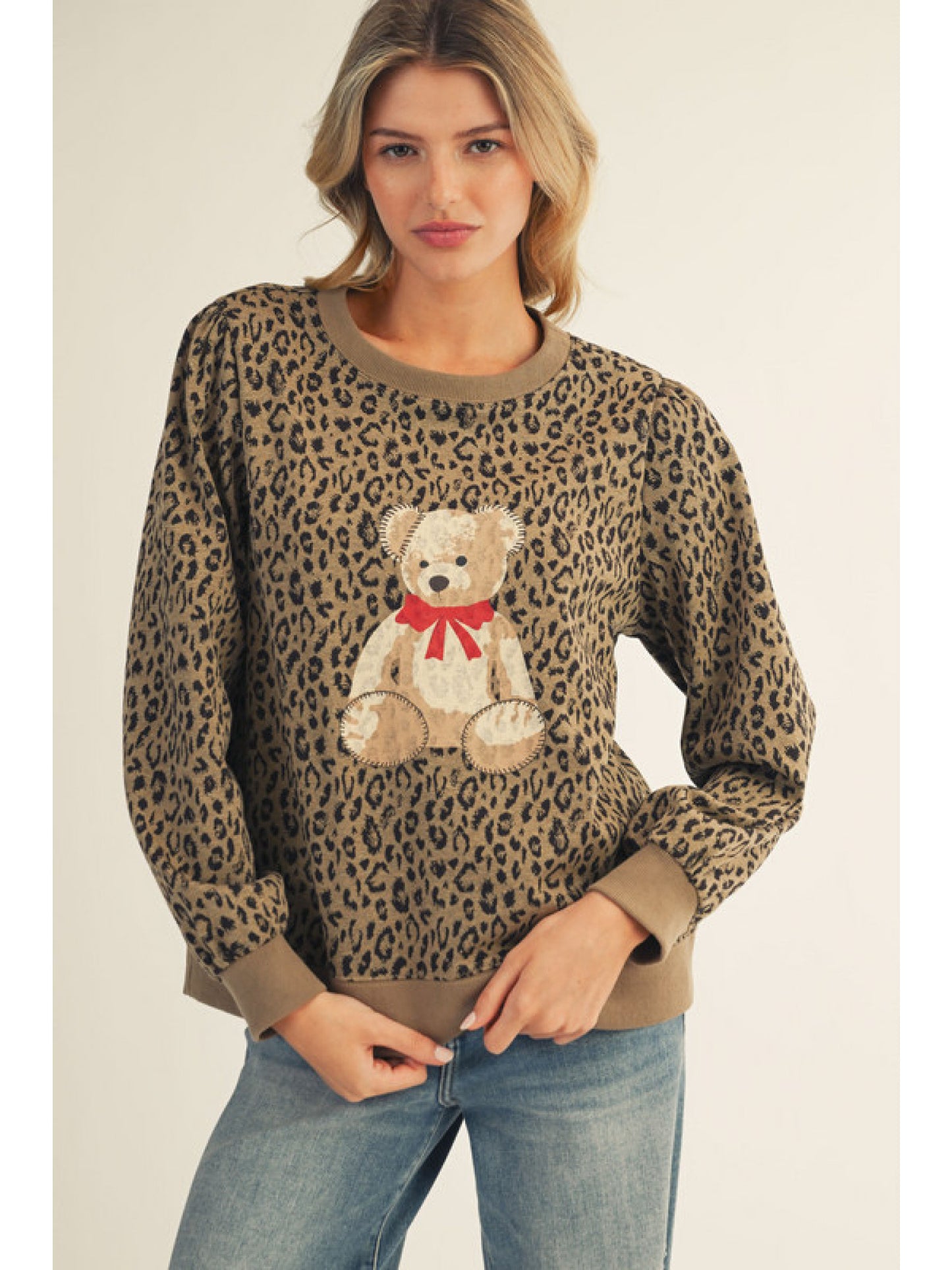 Leopard pattern Bear Sweater