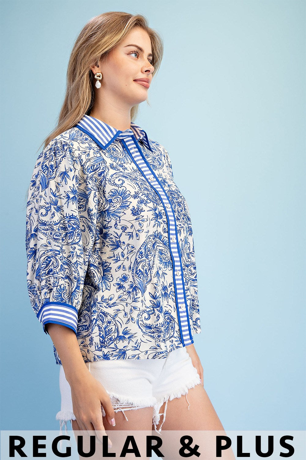 Navy and Cream Preppy Top