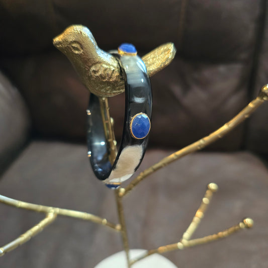 Natural Buffalo Horn Bangle with lapis stones
