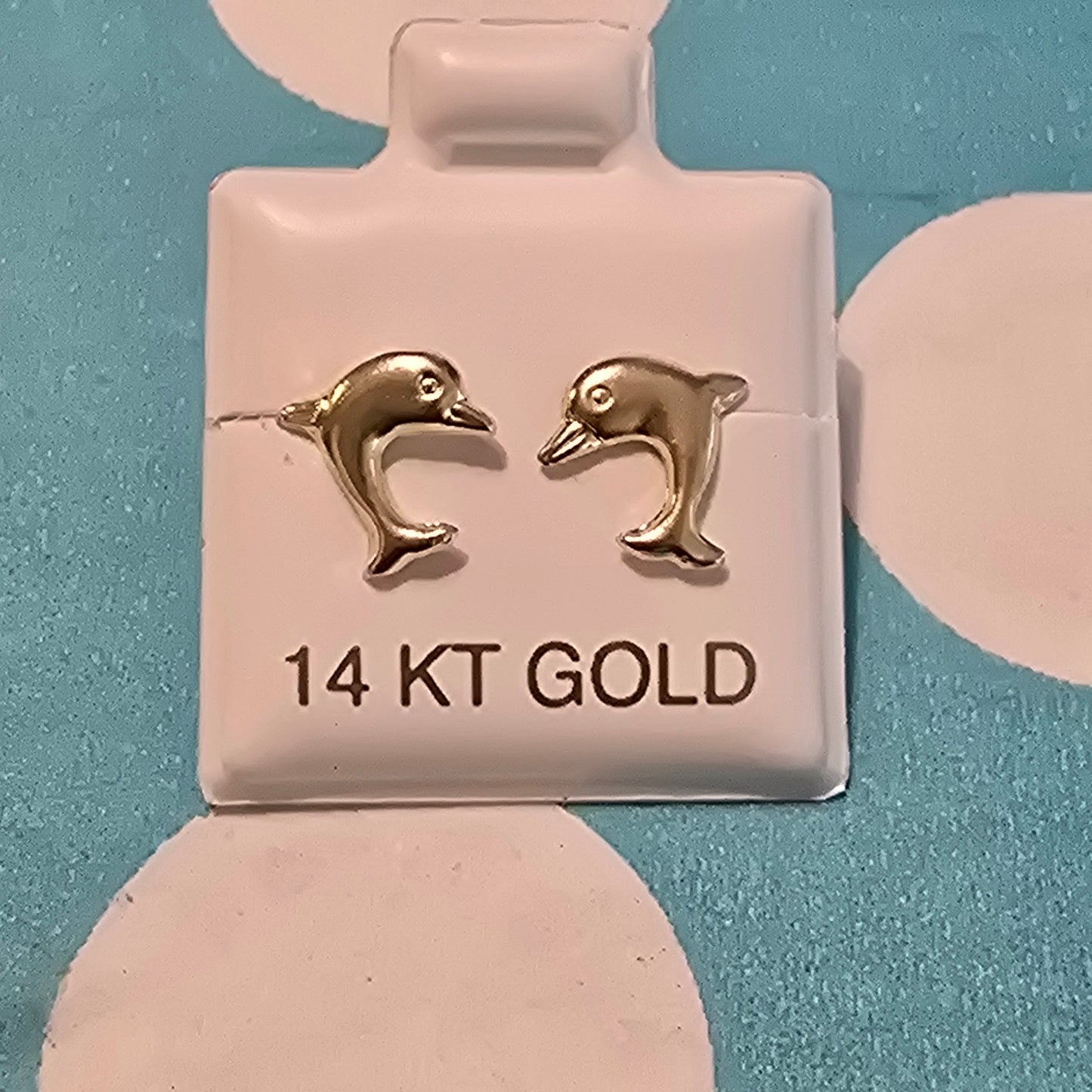 14 Karat Yellow Gold Dolphin Screw Back Earrings