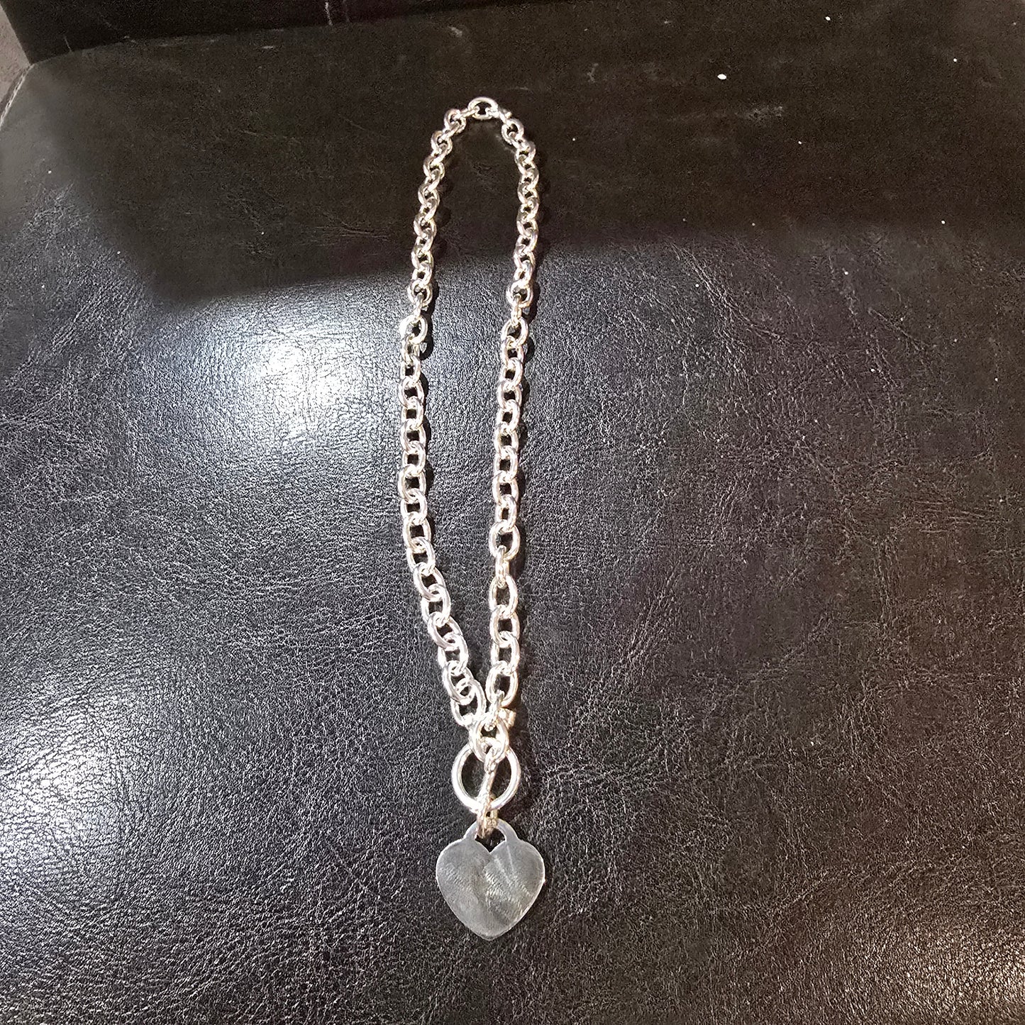 Sterling silver heart toggle necklace 17"