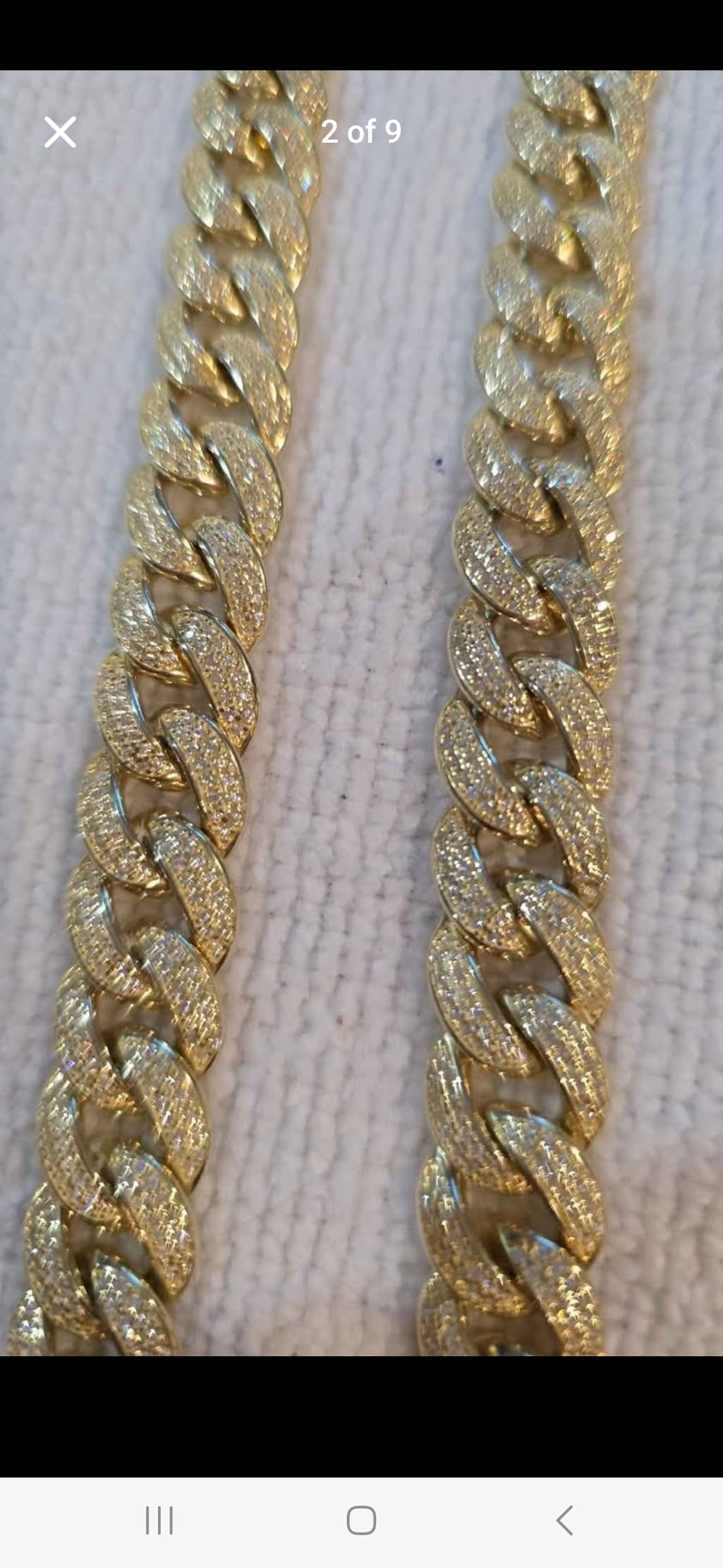 Gold tone cz sterling silver 22" chain