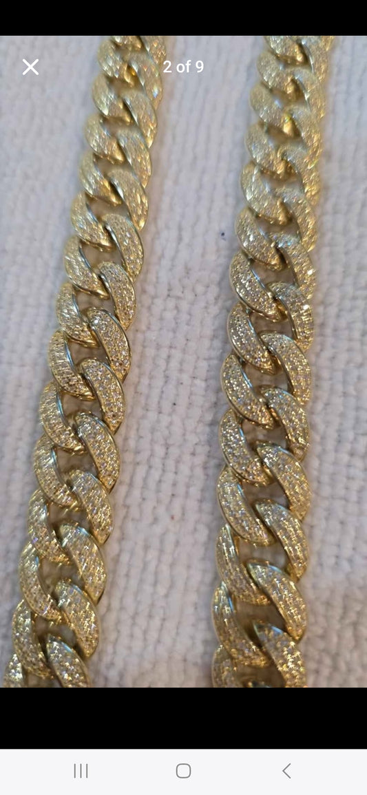 Gold tone cz sterling silver 22" chain