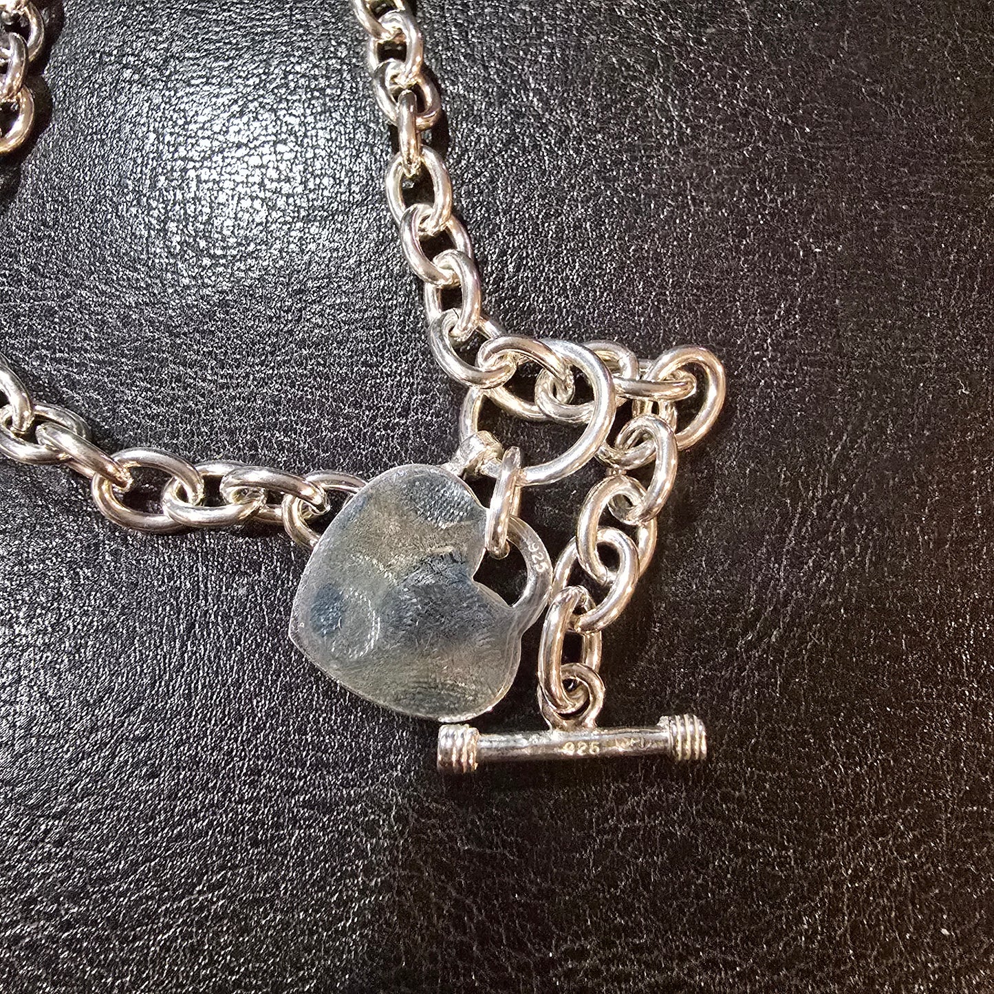 Sterling silver heart toggle necklace 17"