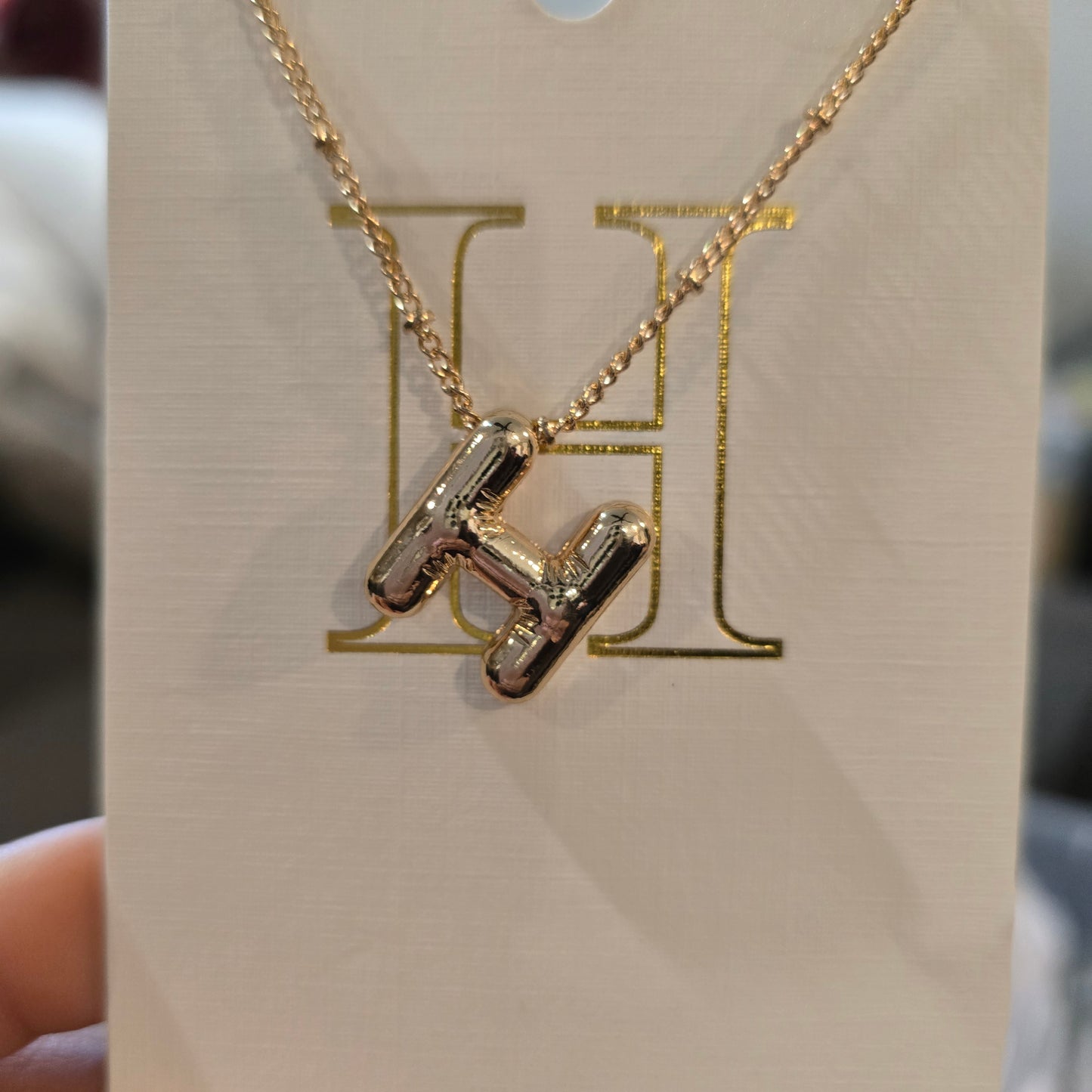 Letter H initial necklace 16" with extender