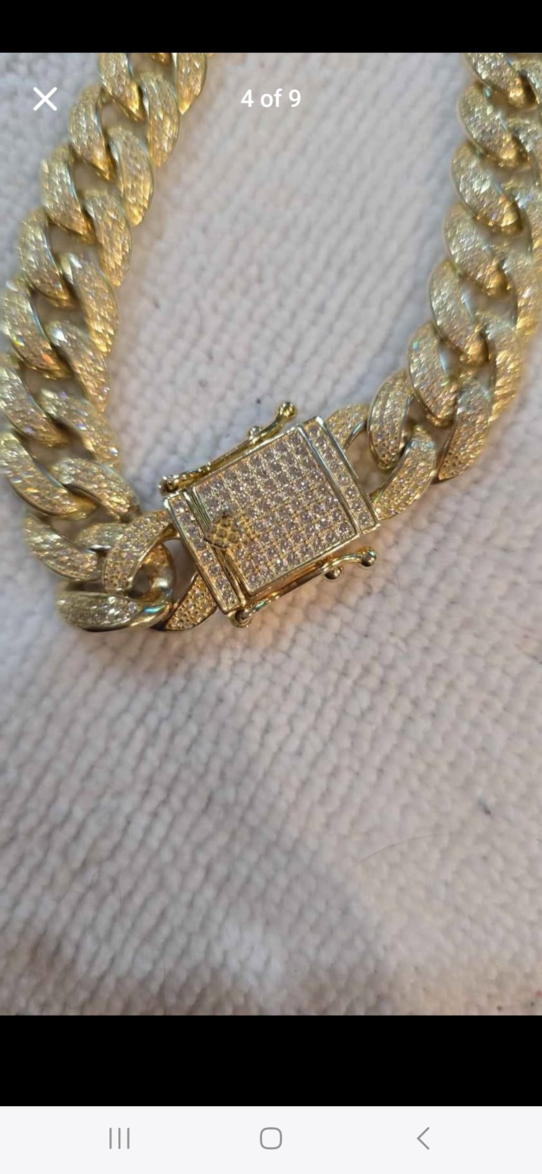 Gold tone cz sterling silver 22" chain