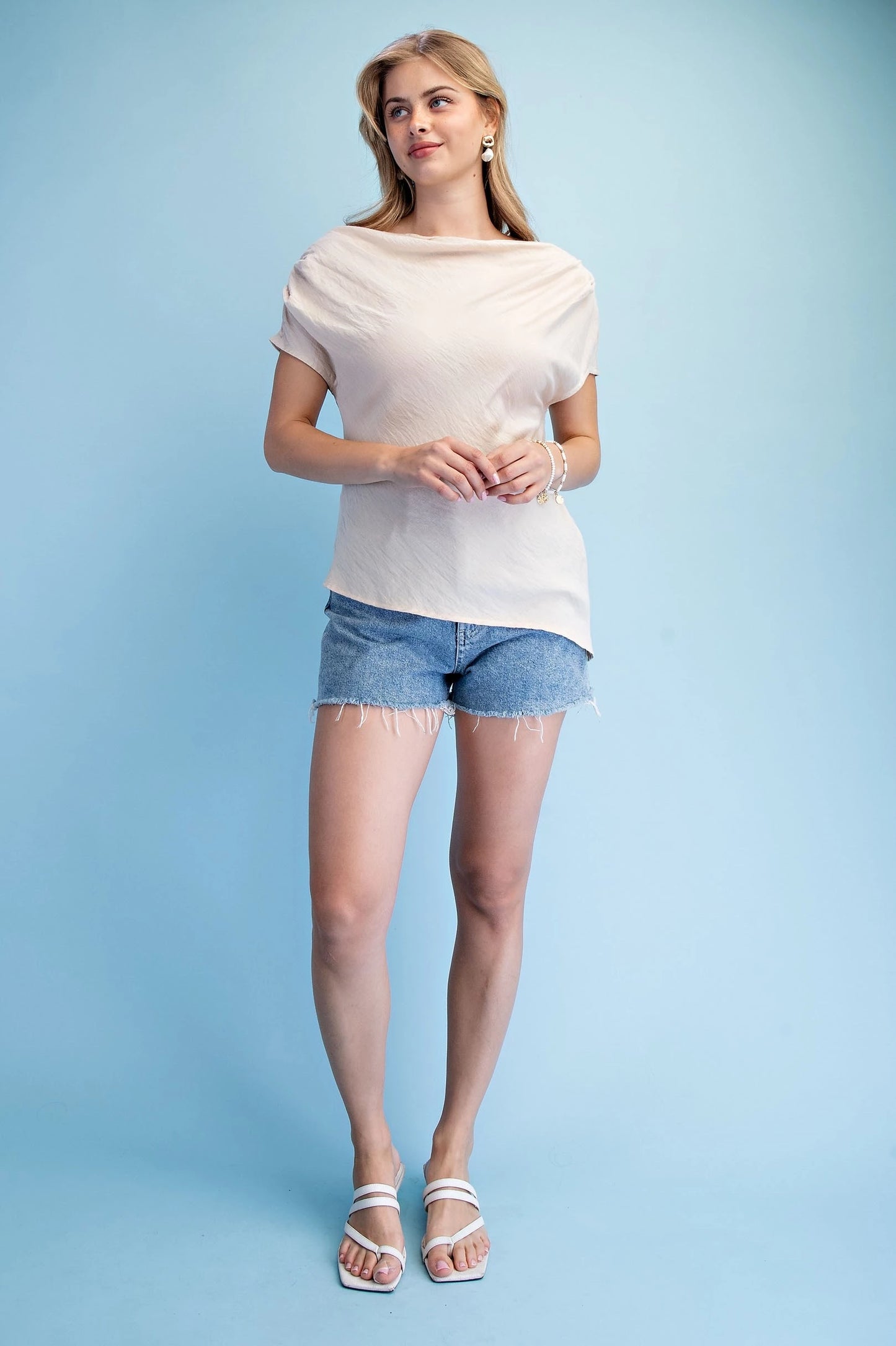 Asymmetrical Sexy Beige Top