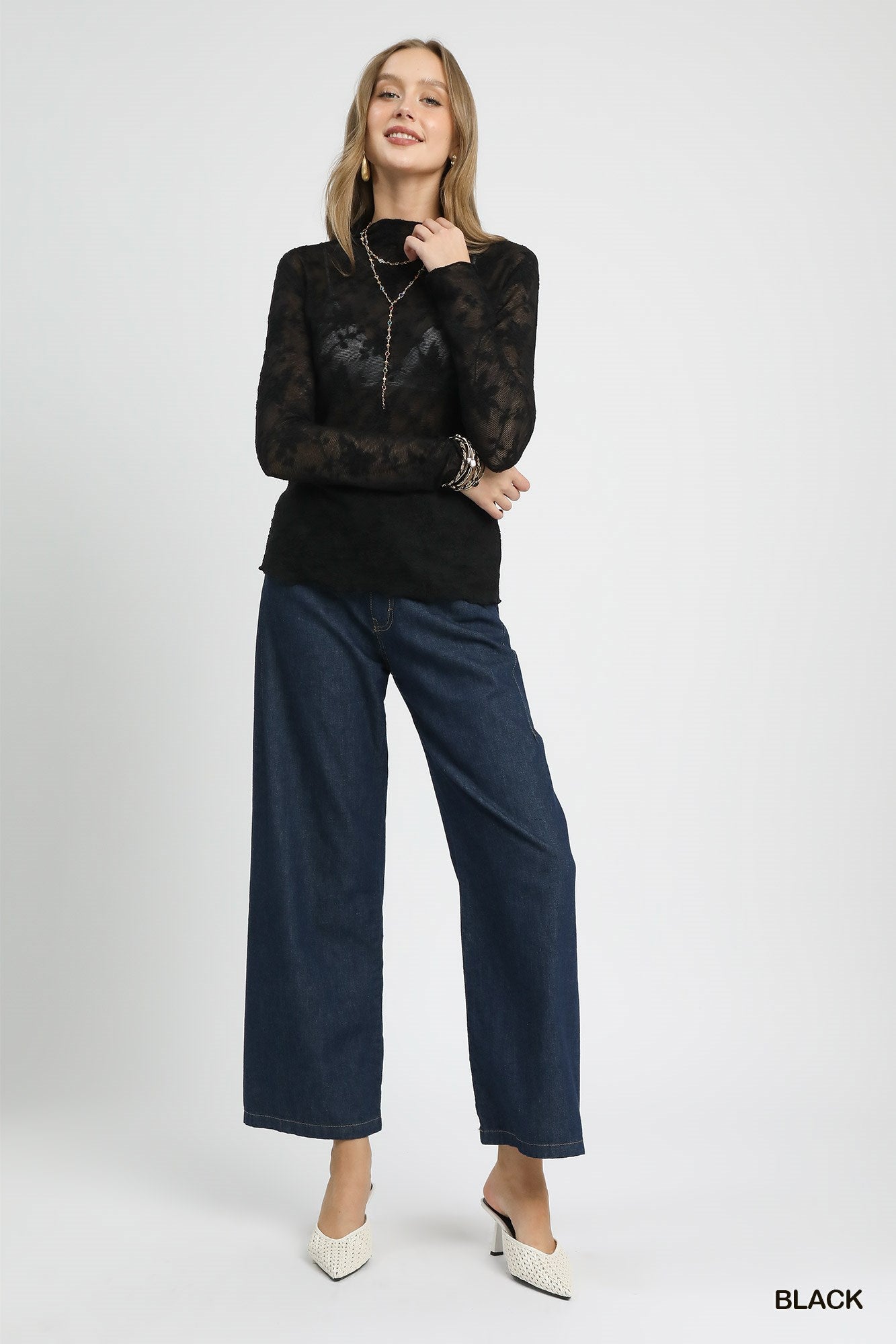 Lace Sheer Long Sleeve Top