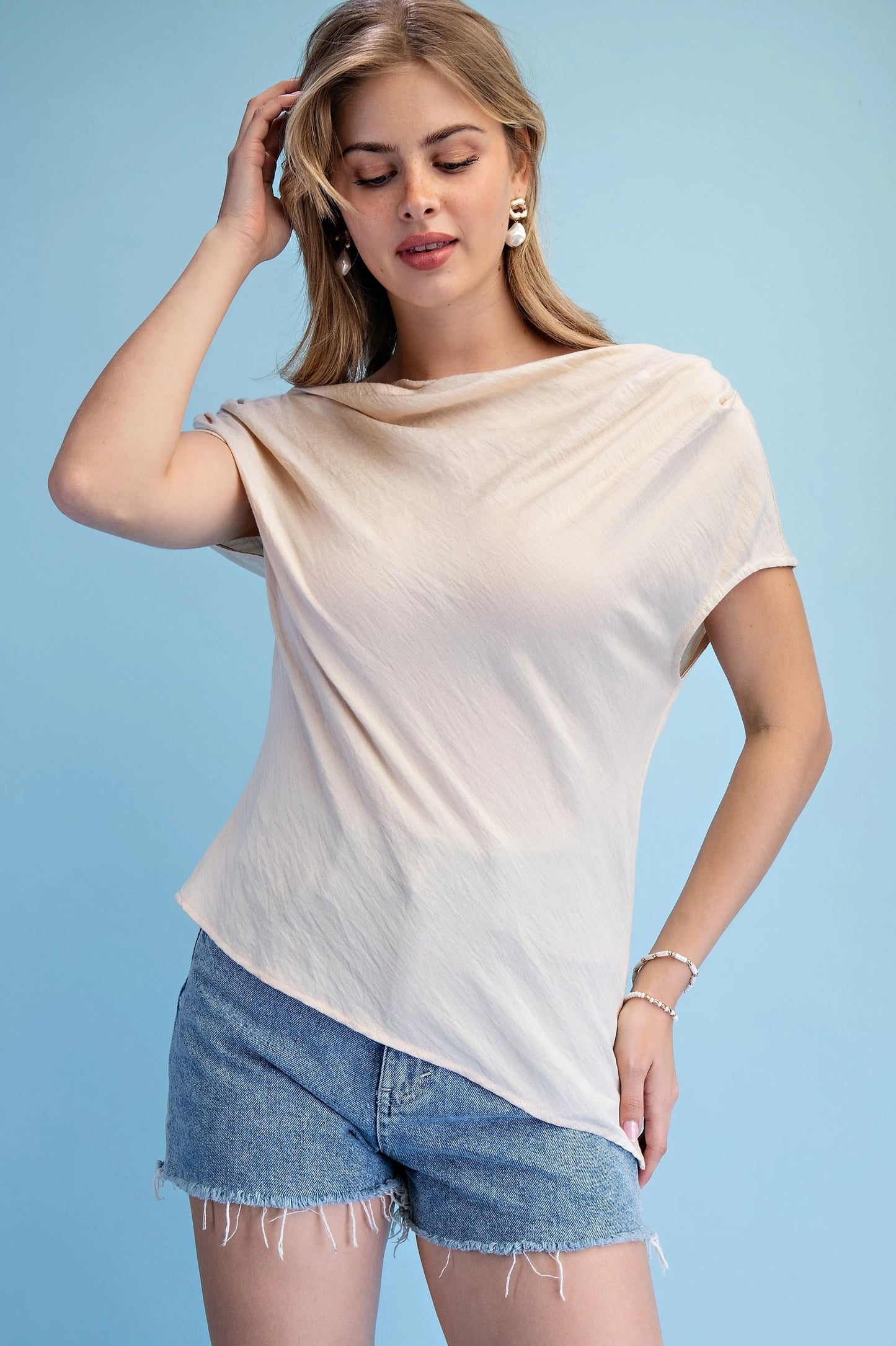 Asymmetrical Sexy Beige Top