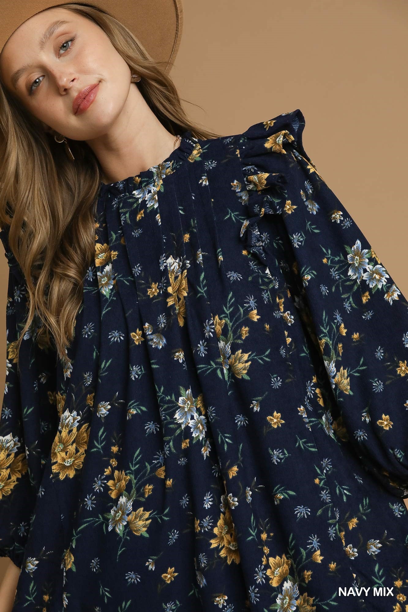 Floral Ruffle Shoulder Mini Dress