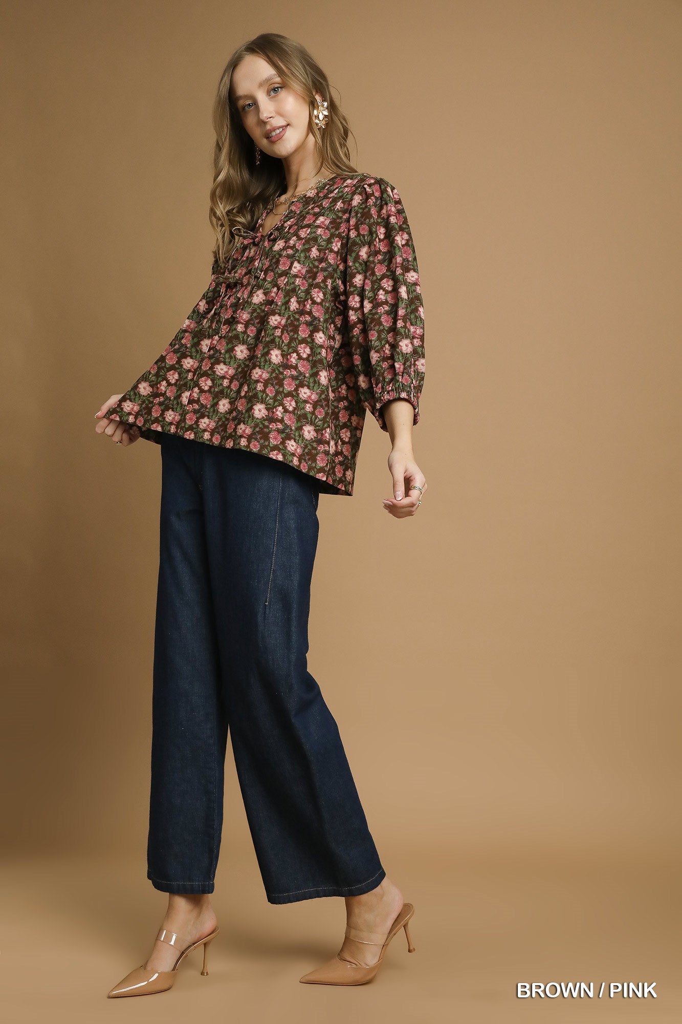 Vintage Floral Pintuck Blouse