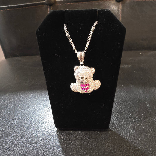 Sterling silver Teddy Bear Charm with CZ stones