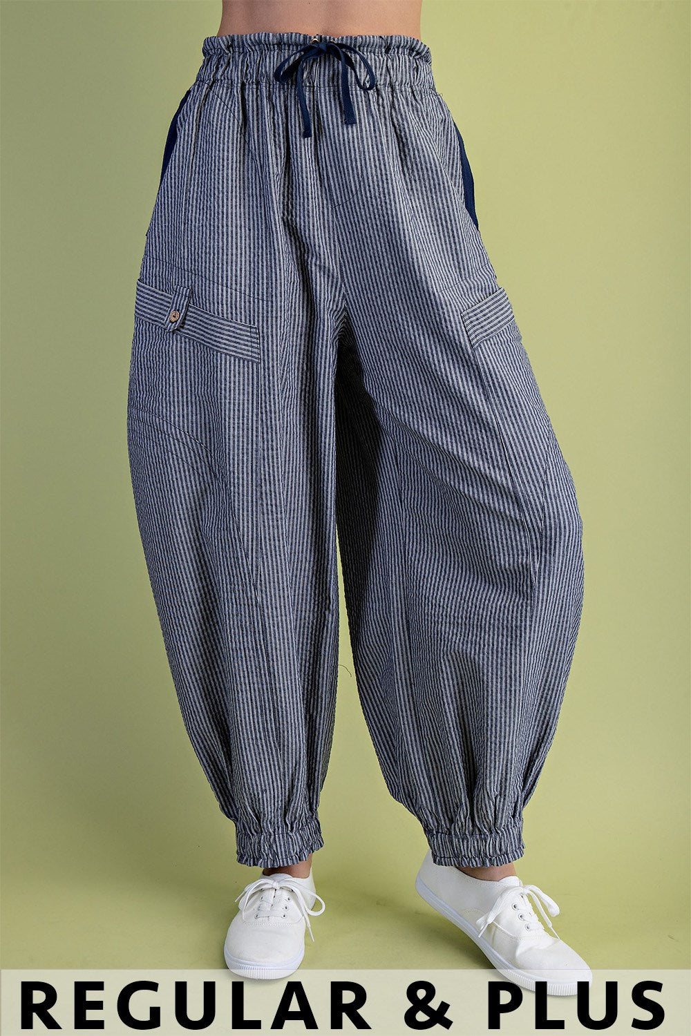 Navy Striped Pants