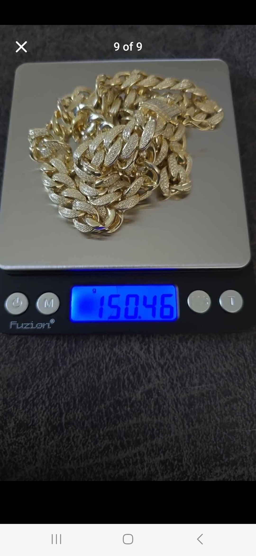 Gold tone cz sterling silver 22" chain