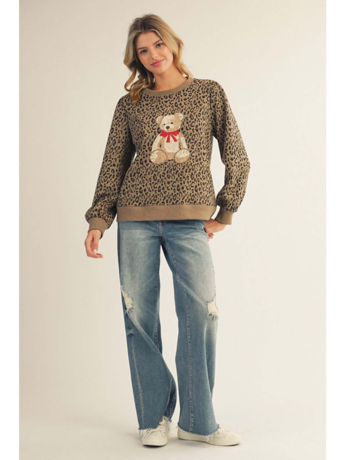 Leopard pattern Bear Sweater
