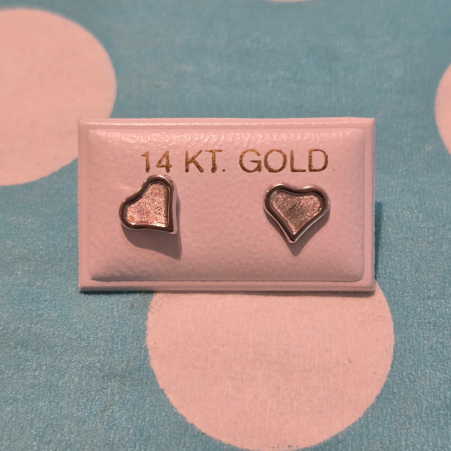 14 Karat White Gold Satin Heart Screw Back Earrings