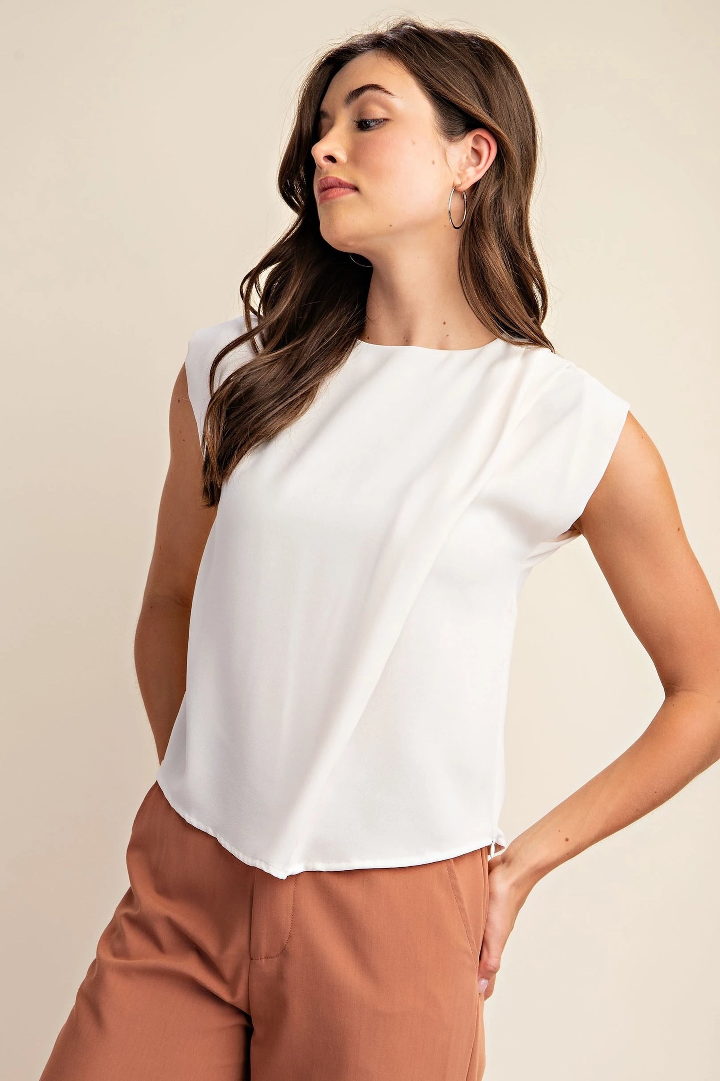 White Draped Blouse