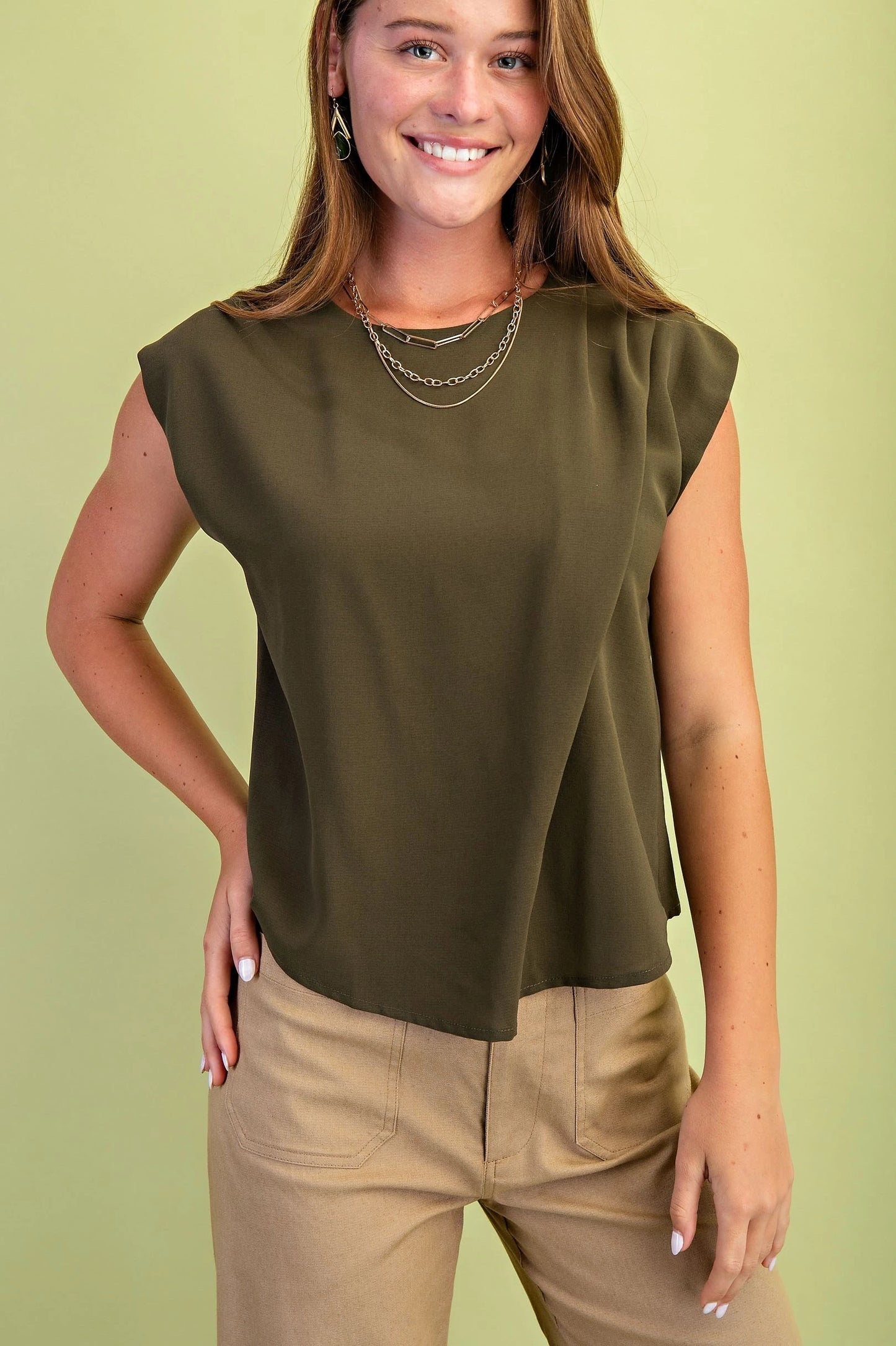 Olive Draped Blouse