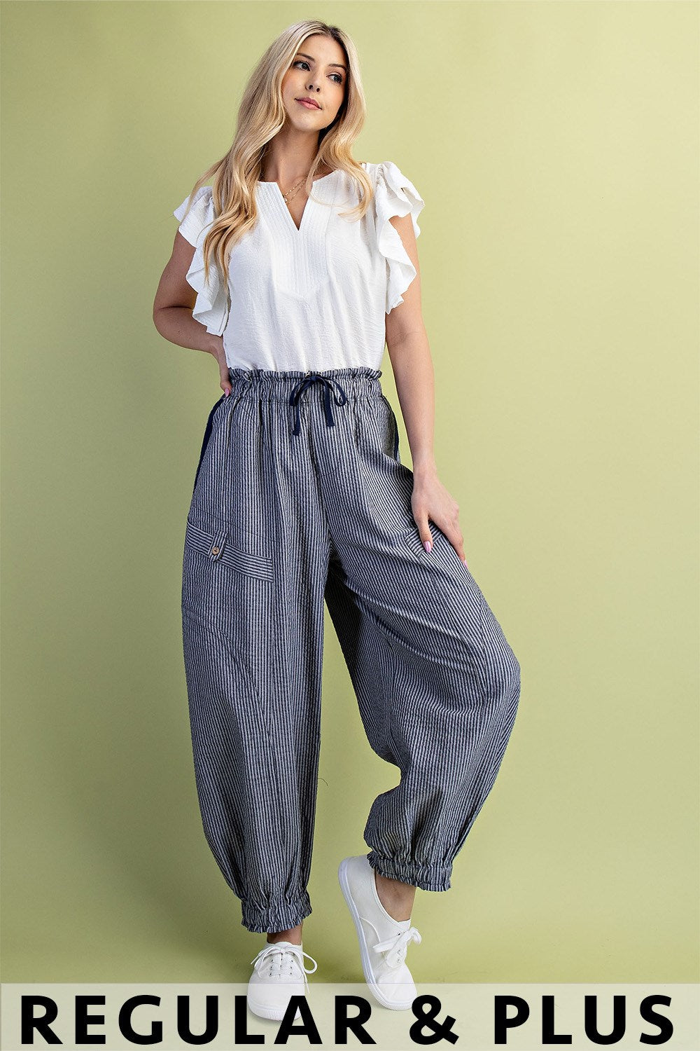 Navy Striped Pants