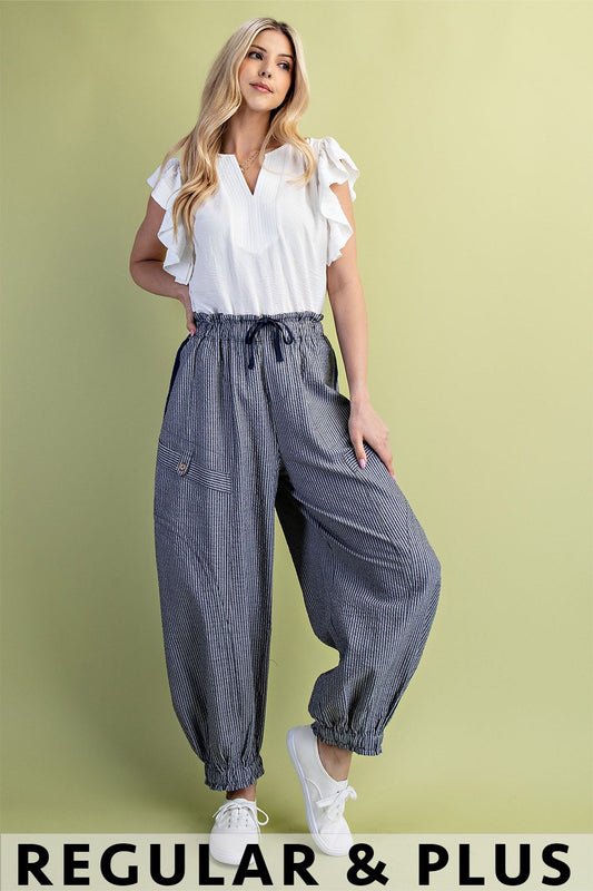 Navy Striped Pants