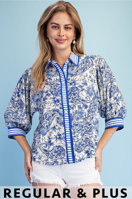 Navy and Cream Preppy Top