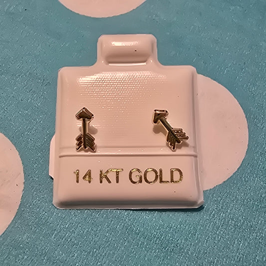 14 Karat Yellow Gold Arrow Screw Back Earrings